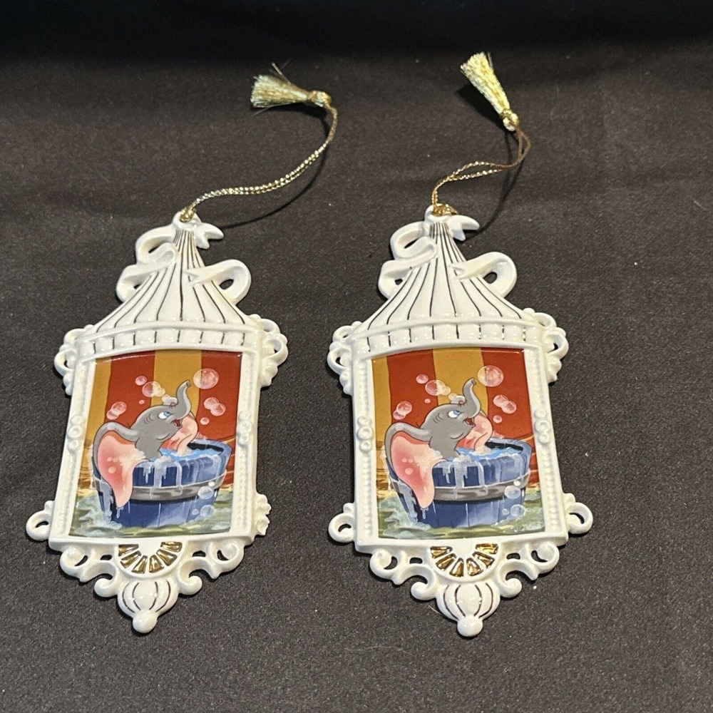 Vtg Lot Of 2 - 1995 Walt Disney Collectors Society Dumbo Elephant Ornament